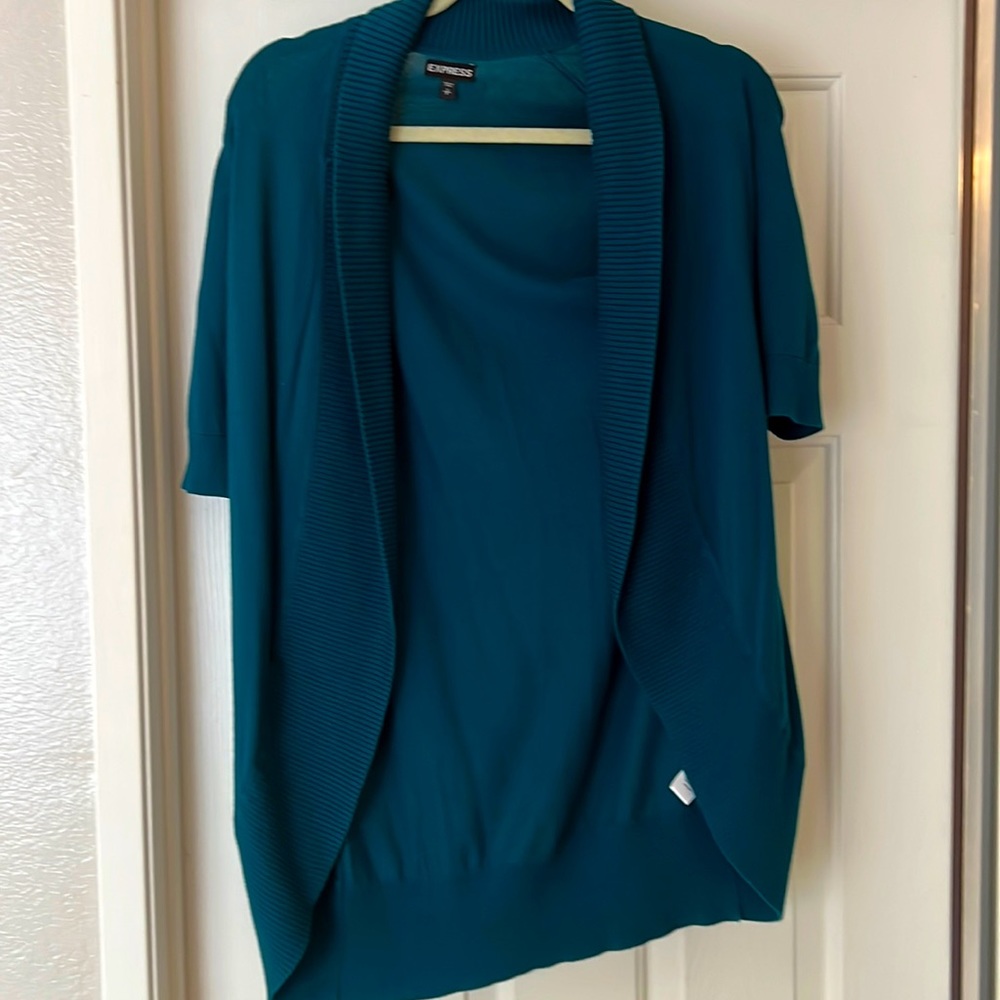 Express Deep Teal Ribbed Cardigan
